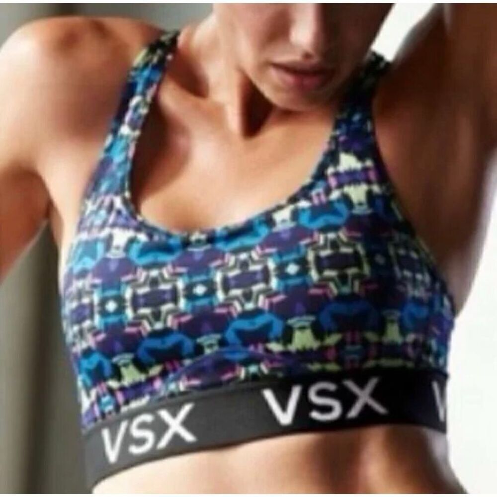 Victoria’s Secret Running Bra‎ Racerback Bottom Band Geometric Colorful Medium